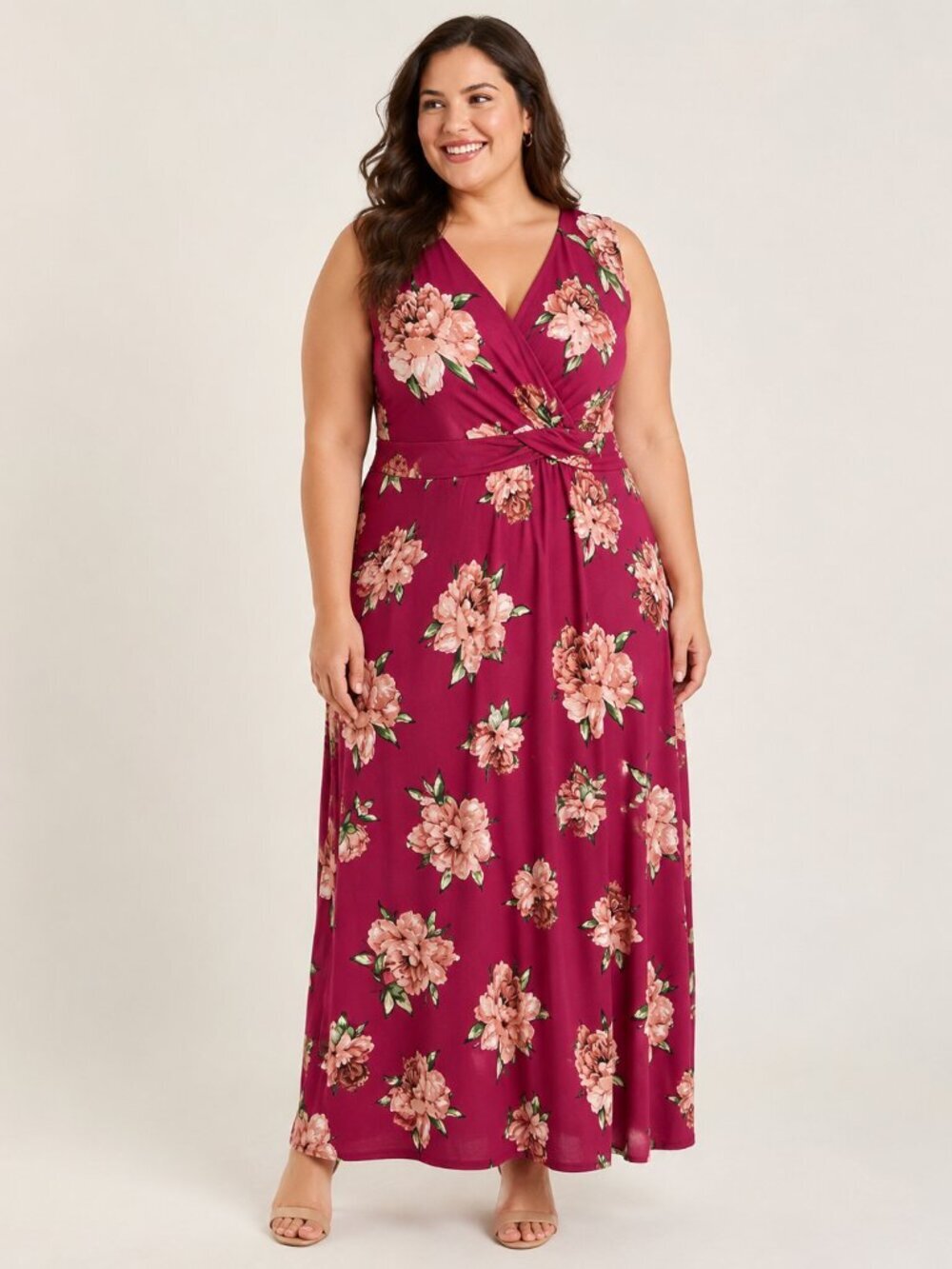 Kaileigh Womens Sleeveless Wrap V-Neck Maxi Dress Size‎ 1X
